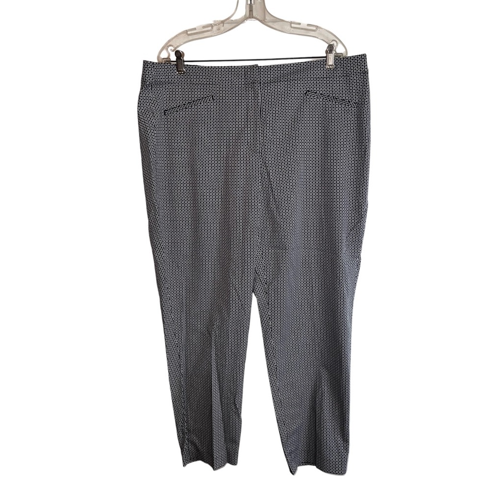 NEW J.Jill Stretch Crop Pant Size 18W Black & White Print Slim-Leg Elastic Waist